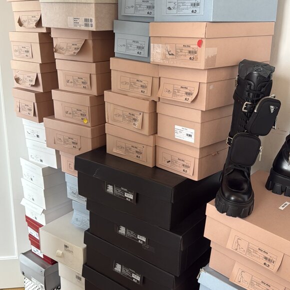 NWT Prada Monolith Combat Tall Boots Black Leather & Nylon Lace Up - Picture 4 of 10